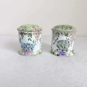 Vintage Garden Wisteria Flowers Floral Hand Painted Salt and Pepper Shakers